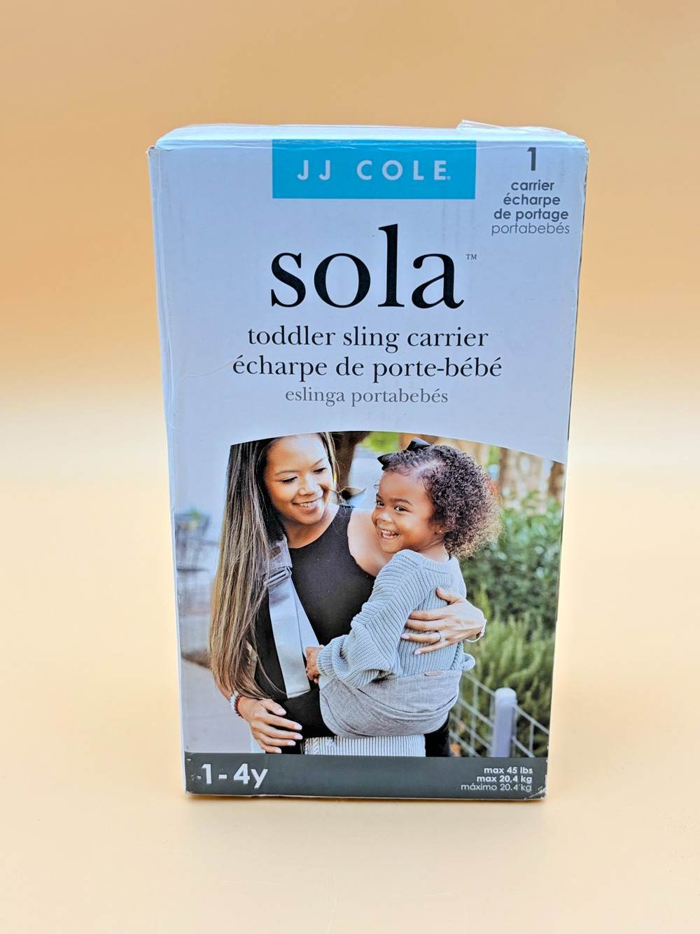 Toddler Carrier JJ Cole Sola Gray Sling 1-4 Years 45 lb Adjustable New Open Box